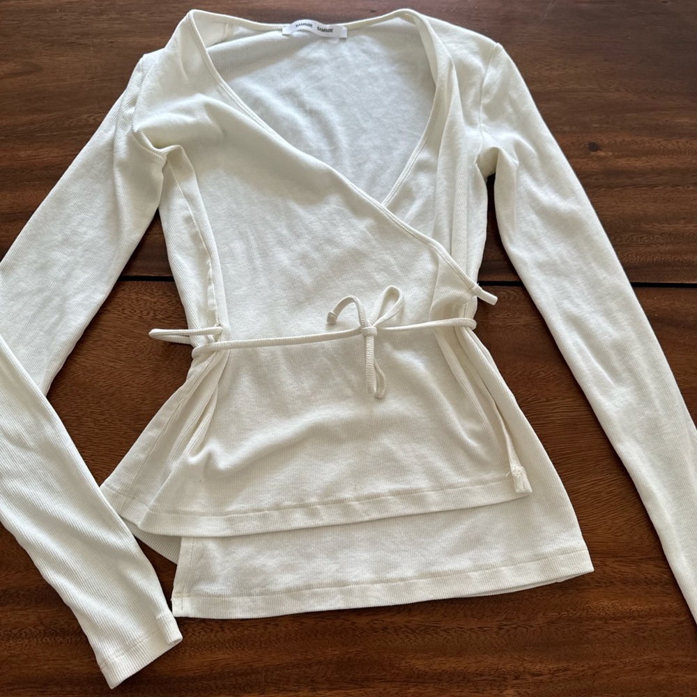 Elegant Cream Wrap Top